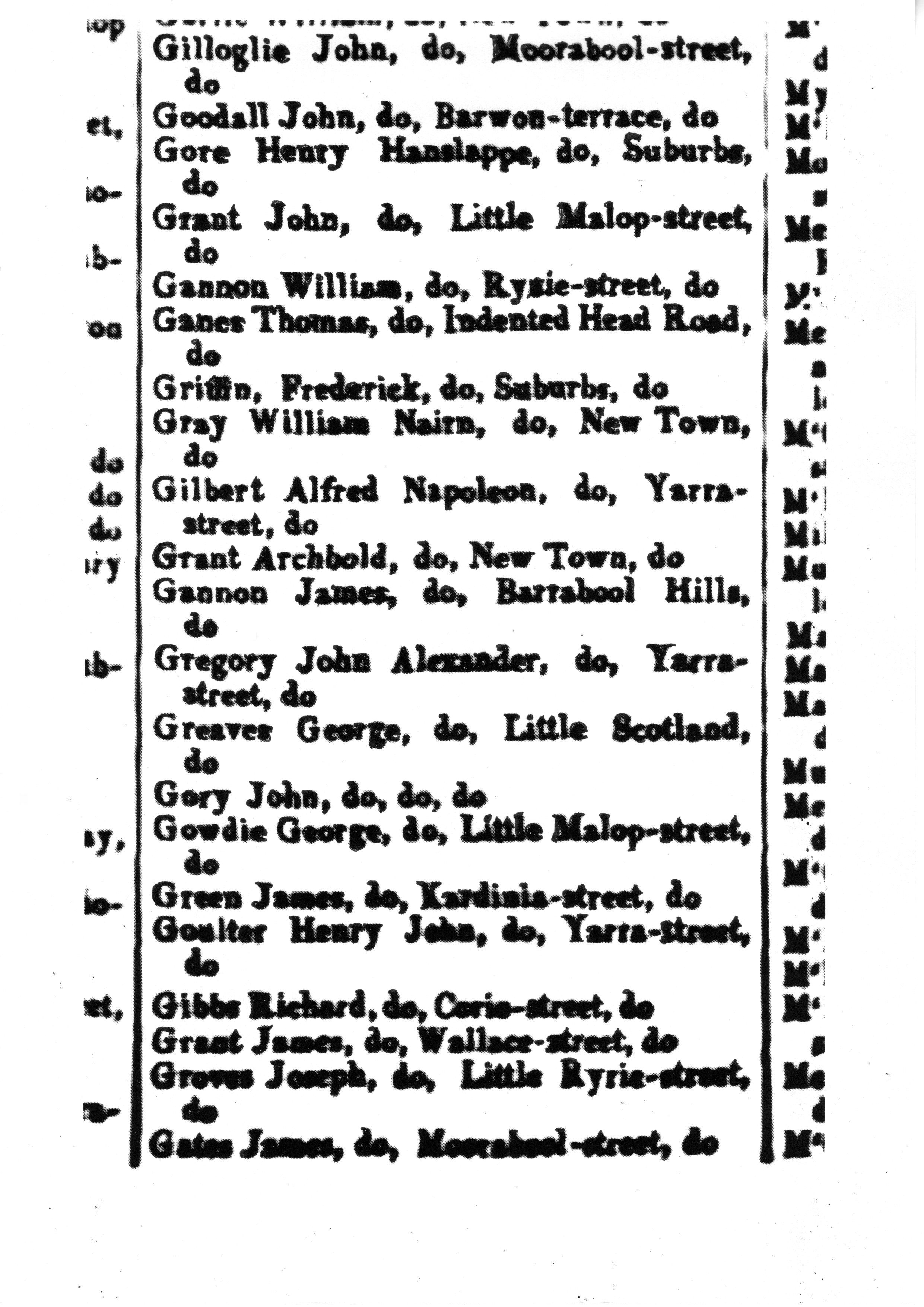 [1850 Electoral Roll of Geelong]